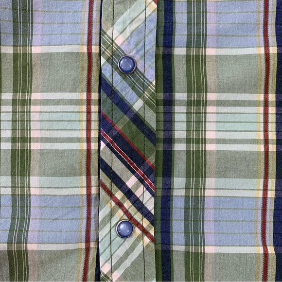 Levi’s Pearl Snap Shirt Mens Size L Long Sleeve Pockets Green Plaid - Picture 4 of 10